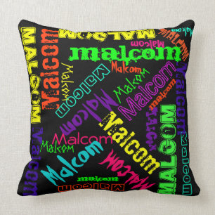 Namn kollage Pillow Bright Neon Electric Färg Kudde
