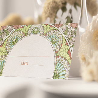 Namn-kort Bröllop Bord Vintage Art nouveau Placeringskort