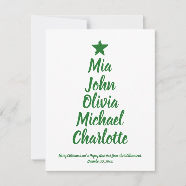 namn-kort för skriptfamiljen Julgran anpassningsba (Framsida)