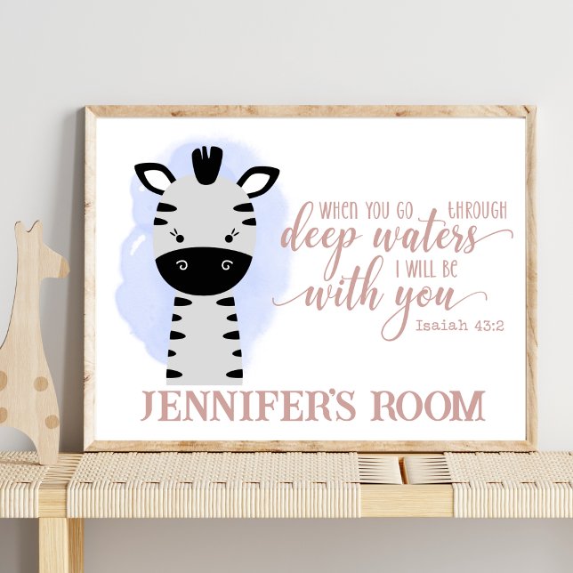 Namn Kristna Söta Bebis Zebra Bibel Citat Poster (Skapare uppladdad)