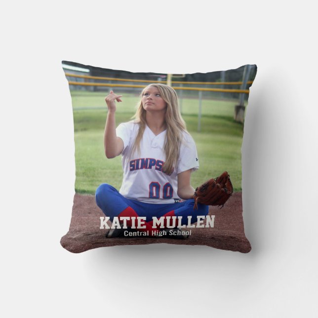 Namn & lag för spelare för softballfotopersonlig kudde (Framsida)