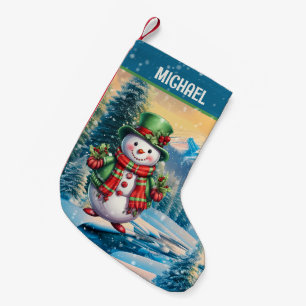 Namn läggs till som sluten julvattenfärg snögubbe liten julstrumpa
