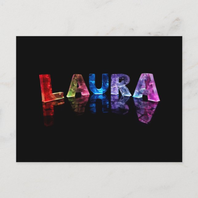 Namn Laura i 3D Ljus (fotografi) Vykort (Framsida)