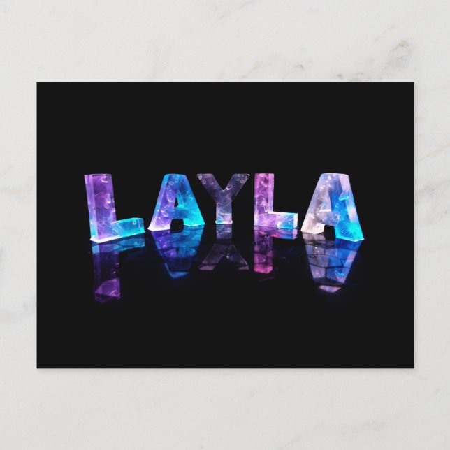 Namn Layla i 3D Ljus (foto) Vykort (Framsida)