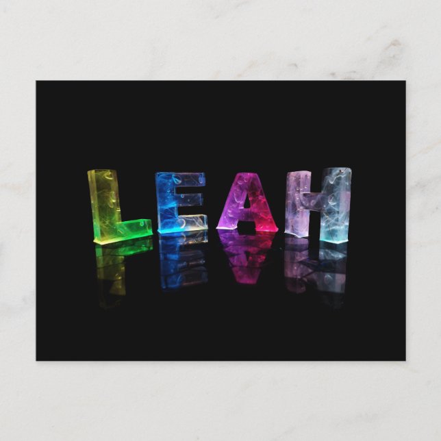 Namn Leah i 3D Ljus (fotografi) Vykort (Framsida)