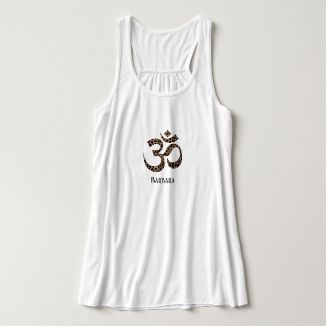 Namn, Leopard Mönster om Symbol Yoga-Tanktopet Linne Med Racerback (Design framsida)