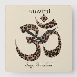 Namn, Leopard Print, Om Symbol, 10,75-in Fyrkantig Klocka