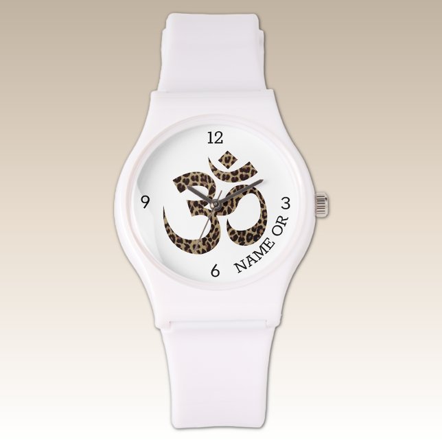 Namn Leopard Skriv ut om Symbol White Silicone Armbandsur (Skapare uppladdad)
