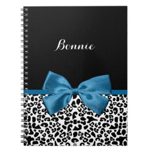 Namn Leopard Söt Cobalt Blue-menyfliksområdet Anteckningsbok Med Spiral