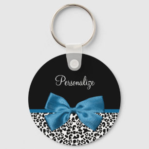 Namn Leopard Söt Cobalt Blue-menyfliksområdet Nyckelring