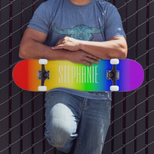Namn LGBT Rainbow Pride Ombre Gradient Rand Mini Skateboard Bräda 18,5 Cm