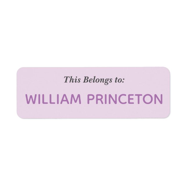 Namn Lila etiketter Returadress Etikett (Framsidan)