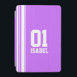 Namn lila och vit sport namn nummer ipad cover iPad mini skydd<br><div class="desc">Lila- och vitsportsfodral i stil. I en sportskjorta anpassar sig stil med namn och speciell ålder, år eller turnummer efter eget val. Fodral har för närvarande följande lydelse: Isabel 01. *Observera att vissa namn inte alltid passar på grund av typsnittets karaktär. En perfekt för ett dynamiskt sport fläkt eller barn...</div>