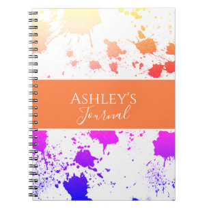 Namn   Lila Orange Paint Stänk Abstrakt Journal Anteckningsbok