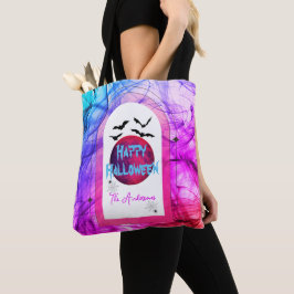 Namn Lila Rosa Fladdermus Modern Happy halloween Tygkasse