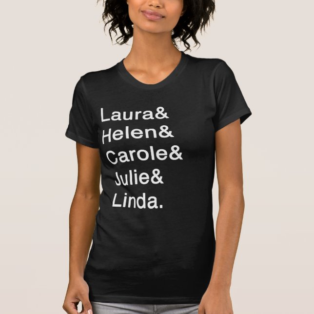 Namn listar (kvinnor) t-shirt (Framsida)