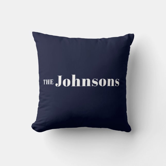 Namn | Logotyp Modern Minimalist Navy Blue Kudde (Framsida)