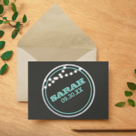 Namn Logotyp och Date Chalkboard Ljus Teal Anteckningskort