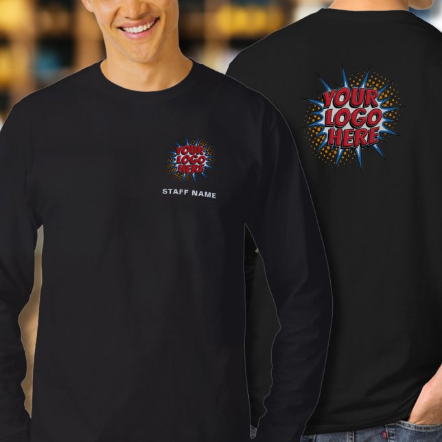 Namn & Logotyp Uppdatering Svart Långärmad  T Shirt (Skapare uppladdad)
