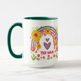 Namn Lycklig Regnbåge Cute Inspiritivity Coffe Mug Mugg