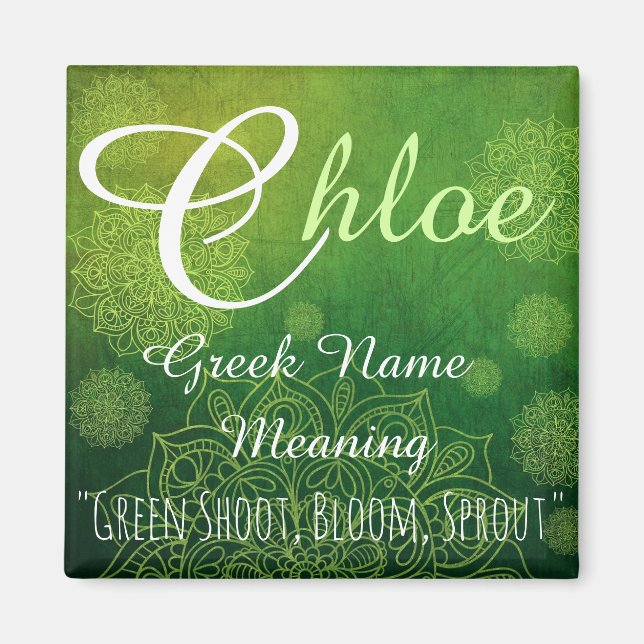 Namn Magnet: Chloe, Sprout, Bloom Magnet (Framsidan)