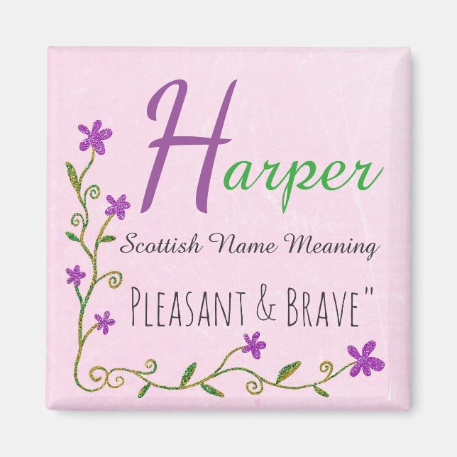 Namn Magnet: Harper, Pleasing & Modig Magnet (Framsidan)