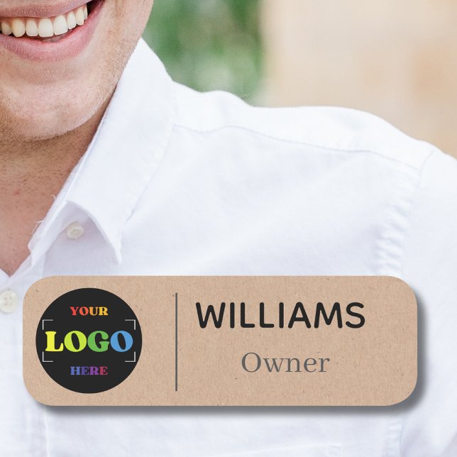 Namn Magnetic Anpassningsbar Logotyp Kraft Rustic Namnbricka (Skapare uppladdad)