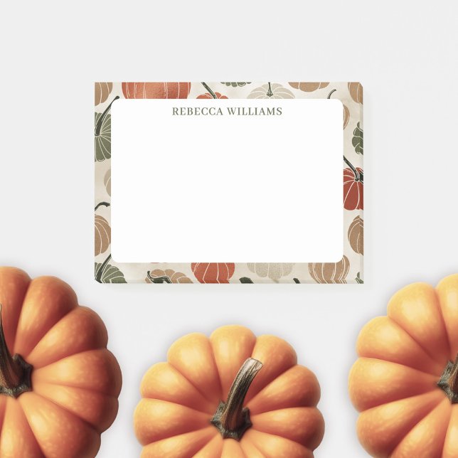 Namn-mall för höstpumpar Thanksgiving Post-it Block (Skapare uppladdad)