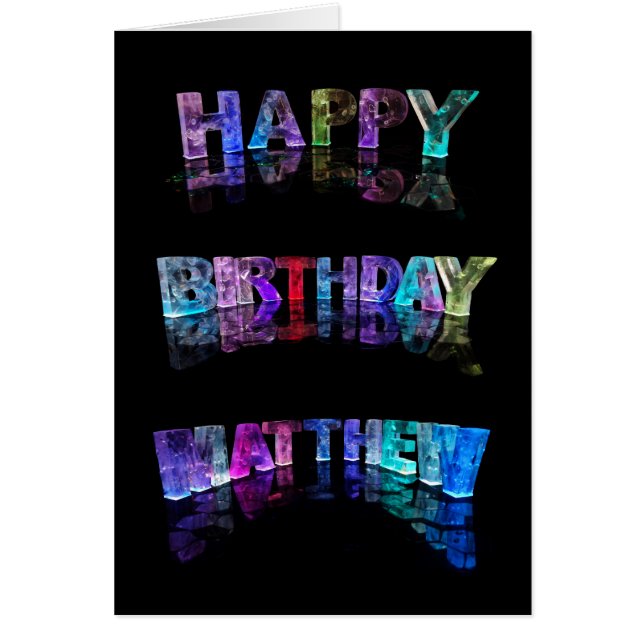 Namn Matthew i 3D Ljus (fotografi) Hälsningskort (Framsidan)