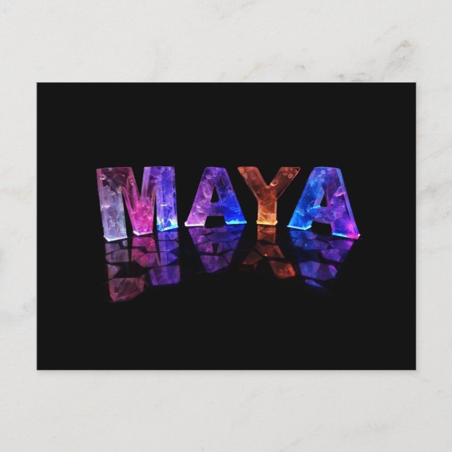 Namn Maya i 3D Ljus (fotografi) Vykort (Framsida)