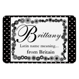 Namn Meaning Magnet, Brittany Black Polka dots Magnet