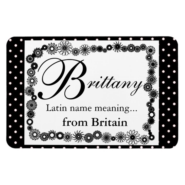 Namn Meaning Magnet, Brittany Black Polka dots Magnet (Horisontell)