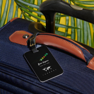 Namn med Färg-flygplan på Märkrn Black Travel Bag Bagagebricka