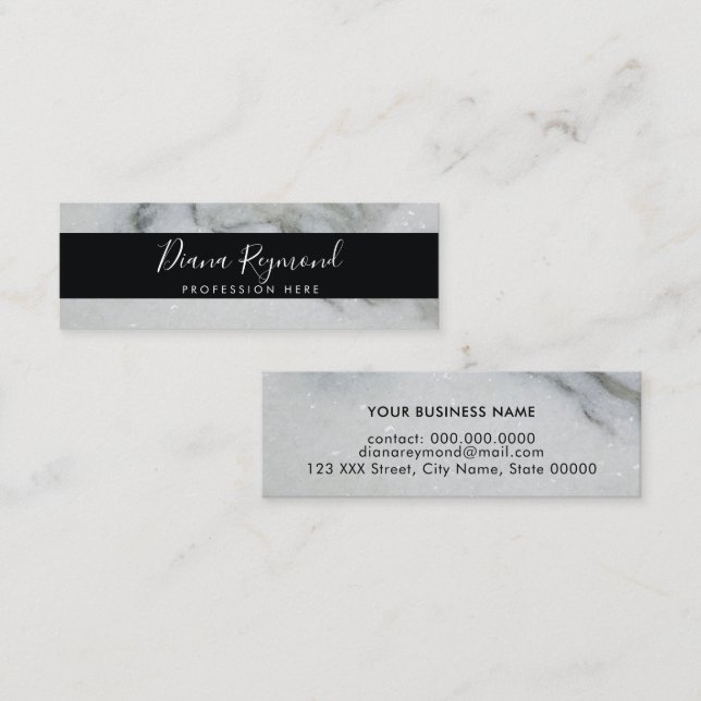 namn med handskrivet marble professionell-profilko mini visitkort (Fram/baksida)