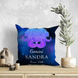 Namn med Zodiac-tecken Gemini Gift Dekorativ kudde