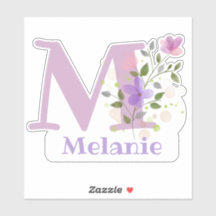 Namn Melanie & Initial med Blommigt Design