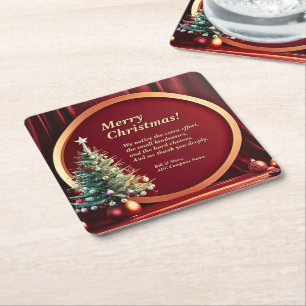 Namn Message Company Red Guld + Julgran Underlägg Papper Kvadrat