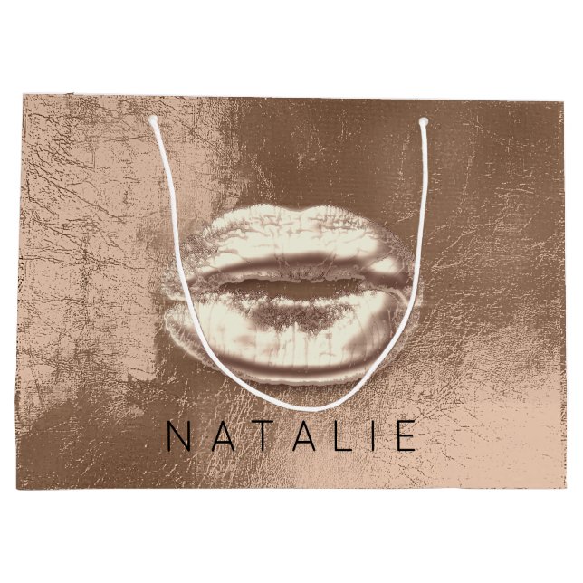 Namn Metall Kiss Läppar Choklate Smala Bronze Guld (Baksidan)