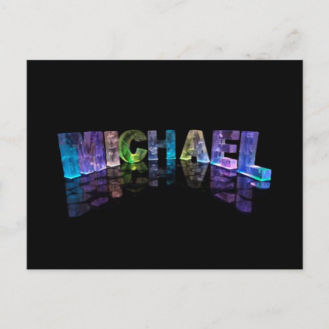 Namn Michael i 3D Ljus (fotografi) Vykort (Framsida)