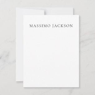 Namn Minimalistisk Modern Enkel Svart Vit Anteckningskort