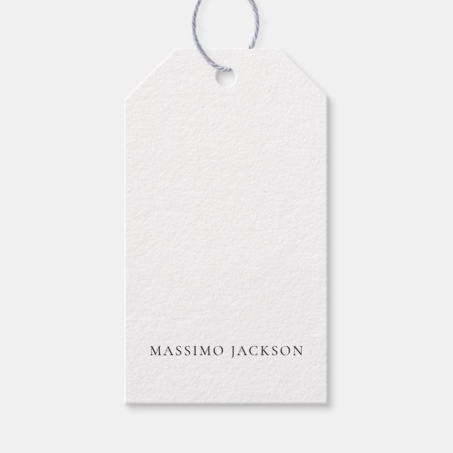 Namn Minimalistisk Modern Enkel Svart Vit Presentetikett (Framsidan)