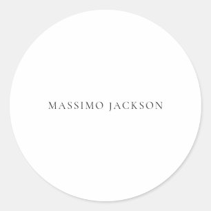 Namn Minimalistisk Modern Enkel Svart Vit Runt Klistermärke
