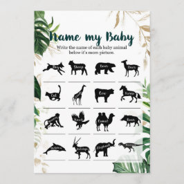Namn mitt Baby Safari Baby Shower Game Safari Guld Inbjudningar