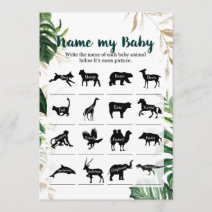 Namn mitt Baby Safari Baby Shower Game Safari Guld Inbjudningar