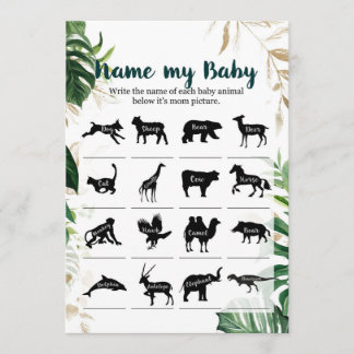 Namn mitt Baby Safari Baby Shower Game Safari Guld Inbjudningar