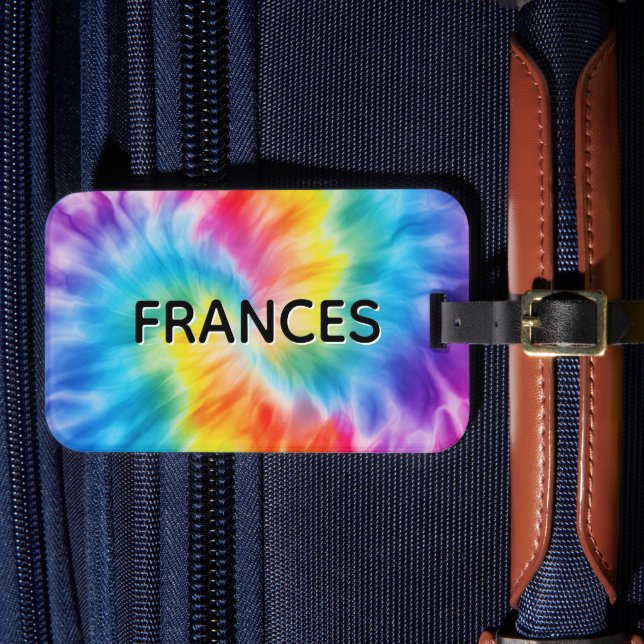 Namn Mjuk Regnbågsvirvel Tie Dye Bagagebricka (Framsida Insitu 4)