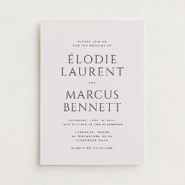 Namn Modern Beige bröllop, inte foto, fetstil Inbjudningar