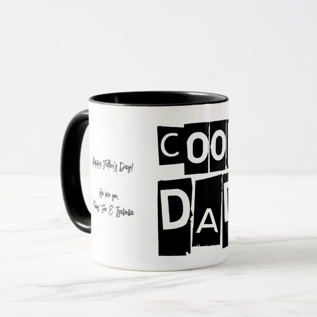 Namn Modern Black and White Coola Pappa Mugg (Framsida vänster)
