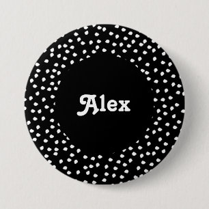 Namn Modern Cute Polka Dot Black and White Knapp