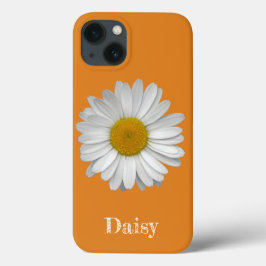 Namn Modern Elegant Vit Daisy blomma på Orange